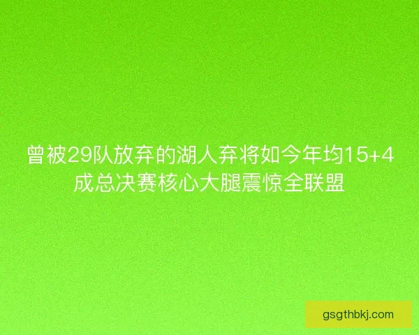 曾被29队放弃的湖人弃将如今年均15+4成总决赛核心大腿震惊全联盟