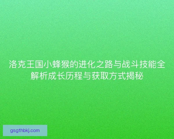 洛克王国小蜂猴的进化之路与战斗技能全解析成长历程与获取方式揭秘
