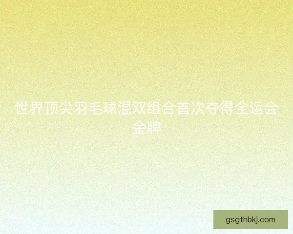 世界顶尖羽毛球混双组合首次夺得全运会金牌